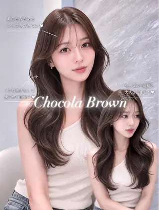セミロング カラー ヘアアレンジ 🖤kana韓国ヘア 艶髪カラー特化🖤のヘアスタイル