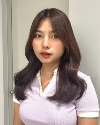 セミロング カラー 韓国ヘア×レイヤー カット/上田丈也のヘアスタイル