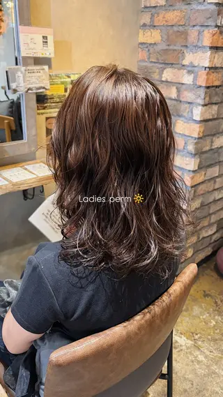 ミディアム パーマ おくにし はなのヘアスタイル
