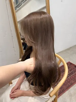 ロング カラー 透けヘア/艶ベージュ ヘアセット/nagiのヘアスタイル