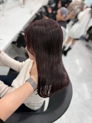 セミロング カラー ラベンダー💜 グレージュ🩶のヘアスタイル
