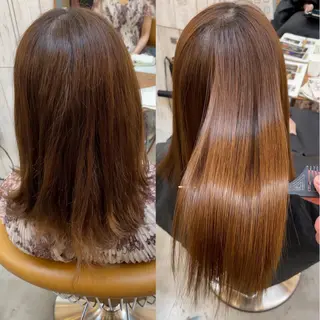 ミディアム パーマ 髪質改善縮毛矯正 ボブレイヤーRINAのヘアスタイル