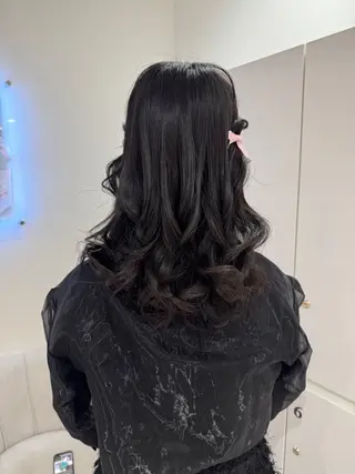 ロング カラー ヘアアレンジ ヘアセット/レイヤー 赤み消し/はるかのヘアスタイル