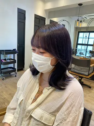 セミロング 新宿/顔周りカット +レイヤー=しずく♩のヘアスタイル