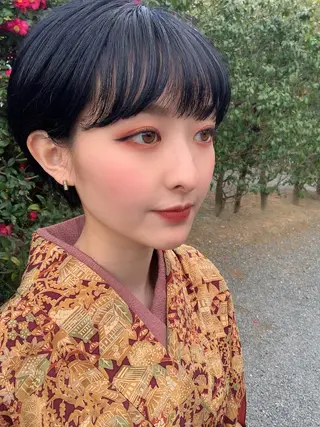 ショート カラー ヘアアレンジ ネイル マツエク・マツパ ダブルカラー｜ なおき｜池袋美容師のヘアスタイル