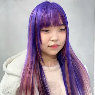 セミロング カラー デザインカラー/パー マ🦖外岡咲希🦖のヘアスタイル
