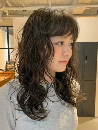 ミディアム カラー パーマ パーマ 地毛風カラー /横山大樹のヘアスタイル
