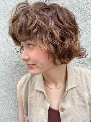ショート パーマ 髪質改善 縮毛矯正/ レイヤー/銀座/本木のヘアスタイル