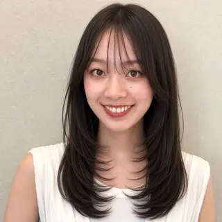 ミディアム カラー mei タッセルボブ 縮毛矯正🧚‍♂️のヘアスタイル