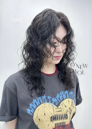 セミロング パーマ ヘアアレンジ minto/ パーマモデル募集中のヘアスタイル