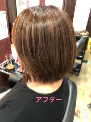 ミディアム カラー パーマ 織田 英之のヘアスタイル