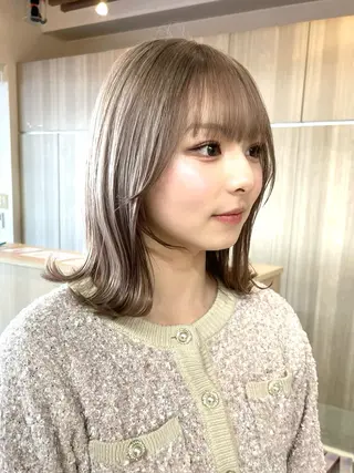 ミディアム カラー 野田頭 心🌿/ボブ レイヤー/艶カラーのヘアスタイル