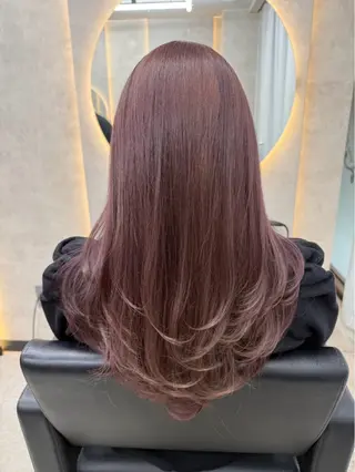 セミロング カラー ケアブリーチ🌺韓国 レイヤー🪽‪とわのヘアスタイル