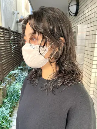 ミディアム パーマ 髪質改善 縮毛矯正/ レイヤー/銀座/本木のヘアスタイル