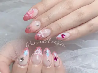 ネイル エツメ💅 長さ出し🎀デザインのネイルデザイン