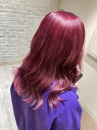 ロング カラー 曲がる縮毛矯正 LIBER 岩名のヘアスタイル