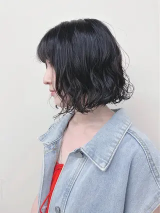 ショート パーマ ボブ/ゆるふわ ボブパーマ/とういのヘアスタイル