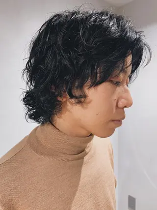 ショート パーマ メンズ ボブパーマコテ巻き風 パーマNo1深江秀平のヘアスタイル