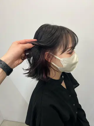 ミディアム 韓国風レイヤーカット グレージュ/大希のヘアスタイル