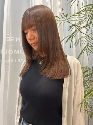 セミロング カラー オカモト ハルカのヘアスタイル