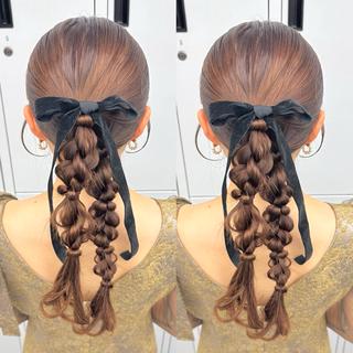 ロング ヘアアレンジ ヘアメ🎀ハイトーン 🩵エクステ🪄しほのヘアスタイル