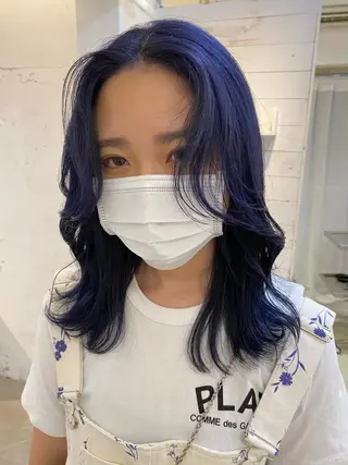 ロング 天神最安値エクステ カラーレイヤーカットのヘアスタイル