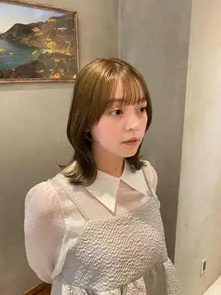 セミロング 新宿/顔周りカット +レイヤー=しずく♩のヘアスタイル