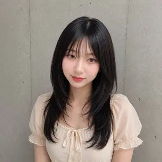 セミロング カラー 盛れる顔まわりカット 髪質改善/渋谷/れんのヘアスタイル