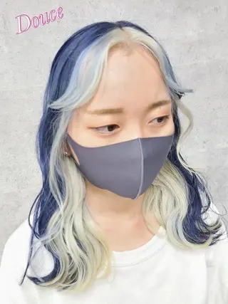 ロング 大阪レミーエクステ チビ編み込みのヘアスタイル