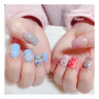 ミディアム ネイル 🐾enen style 🐾のネイルデザイン