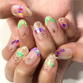 ネイル 渋谷／チップ長さ出し 👑アプレgel-xのネイルデザイン