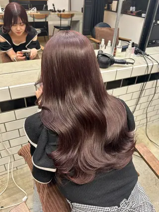 ロング カラー 🌷ラベンダーピンク 顔まわり🌷ねいろのヘアスタイル