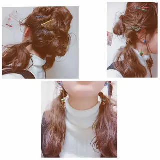 セミロング ヘアアレンジ くるくるパーマ aikoのヘアスタイル