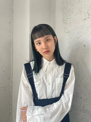 セミロング カラー ブリーチなしダブルカ ラー🎀透明感/AOのヘアスタイル