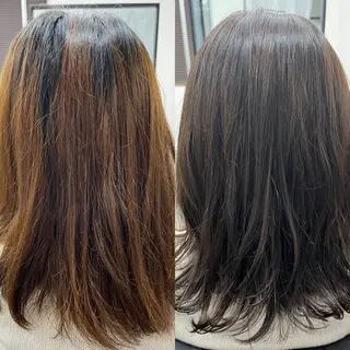 ミディアム ブリーチ卒業✖️ 髪質改善1%のヘアスタイル