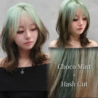 ミディアム ハッシュカット/ ハイトーン/たくみのヘアスタイル