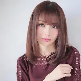 セミロング カラー パーマ Soleria 田中慎一のヘアスタイル