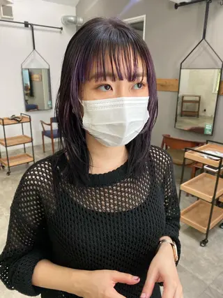 ミディアム カラー パーマ ヘアアレンジ インナーカラー/ KANAのヘアスタイル