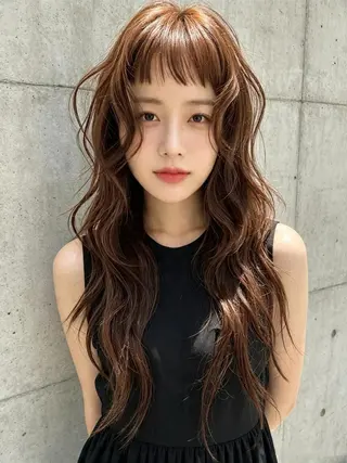 ロング カラー ウルフカット 811 大阪梅田 ウルフのヘアスタイル