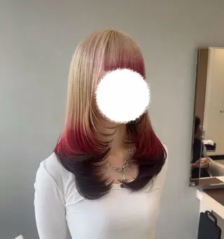 ロング カラー ブリーチ🎨デザイン カラー/れいじ🩶のヘアスタイル
