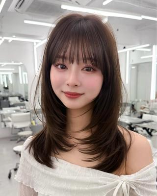 セミロング 前髪顔まわりカット 🌈中村海聖のヘアスタイル