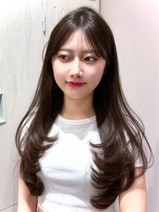 ミディアム 赤み消し透明感カラー 似合わせ前髪柴田礼空のヘアスタイル