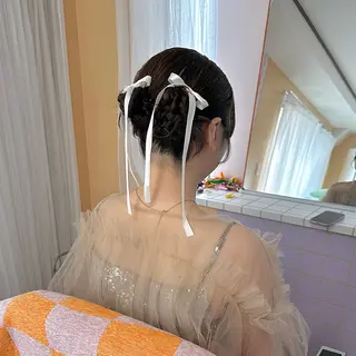 ミディアム ヘアアレンジ 杏寿 ヘアセットサロンのヘアスタイル