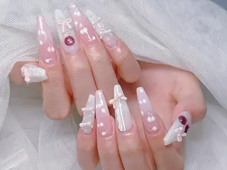 ロング カラー 波 なみのネイルデザイン
