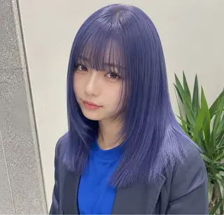 セミロング カラー ヘアアレンジ 🫧モテる💗ダメー ジレスハイトーン🫧のヘアスタイル