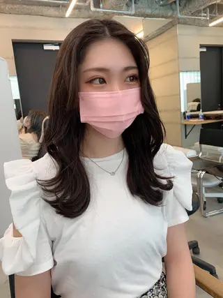 ミディアム カラー 透明感カラー✂︎ /縮毛矯正/YUKAのヘアスタイル
