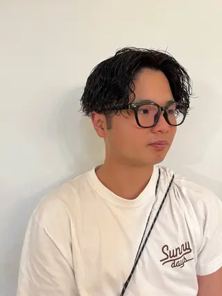 ミディアム パーマ メンズ パーマ/透明感 🍃Hidetoraのヘアスタイル