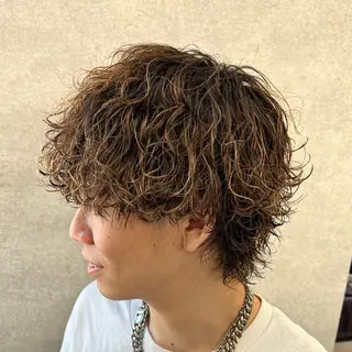 ショート カラー パーマ ヘアアレンジ メンズ 仕上がり満足度No. 1🔥BLUCK🔥のヘアスタイル