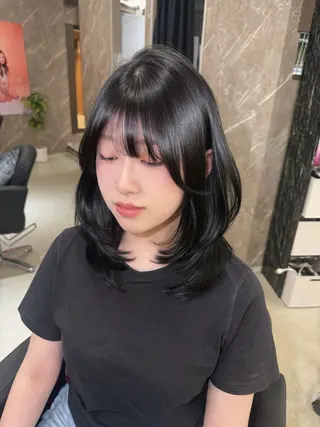 ミディアム caho/大阪梅田 韓国ヘア♡のヘアスタイル
