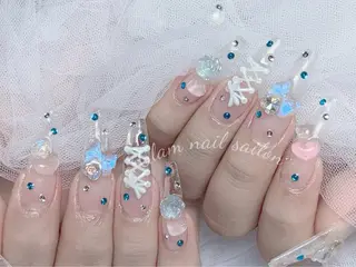 ネイル エツメ💅 長さ出し🎀デザインのネイルデザイン